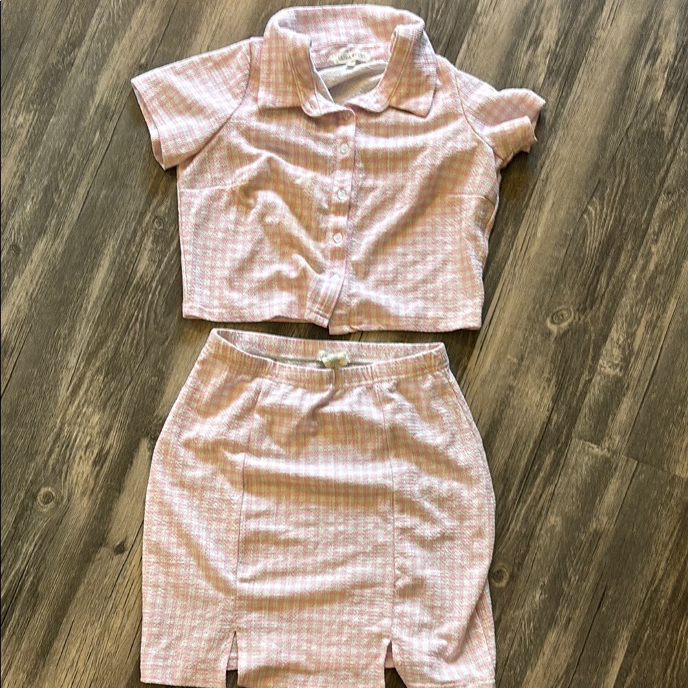 Pink Plaid Two-Piece Set